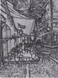 Terrasse des cafés sur la place du Forum à Arles, le soir